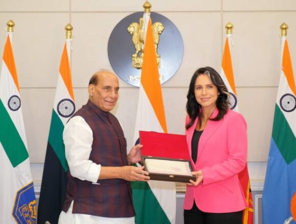 RAJNATH-SINGH-696x464 Tulsi Gabbard Meets Defence Minister Rajnath Singh