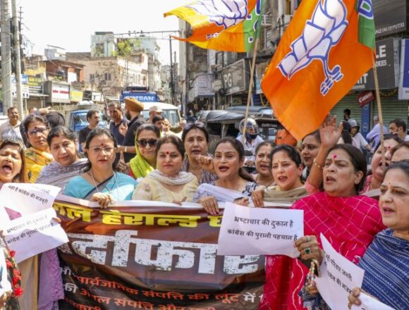 J&K BJP Holds Protest Against Cong, Says ED Chargesheet Against Gandhis Final Nail In Party’s Coffin