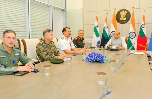 Rajnath-Singh-Meeting-696x379 Defence Minister Rajnath Singh Reviews Security Situation