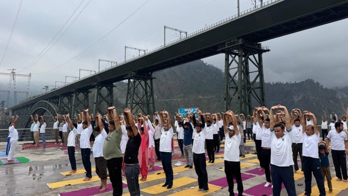 REASI-1-696x392 Yoga Session Held At Chenab Rail Bridge, World’s Highest Railway Bridge In J&K’s Reasi