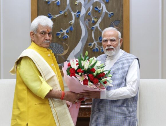 LG Manoj Sinha Meets PM Narendra Modi In New Delhi