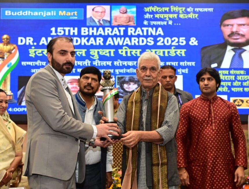 111 Lieutenant Governor felicitates the Awardees of International Buddha Peace and Bharat Ratna Dr. Bhim Rao Ambedkar Awards at Srinagar