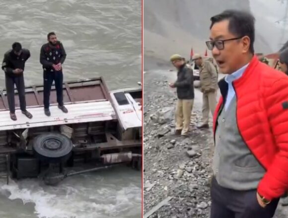 Vehicle Falls In River Ahead Of Union Minister Kiren Rijiju’s Convoy Near Drass, Two Passengers Rescued