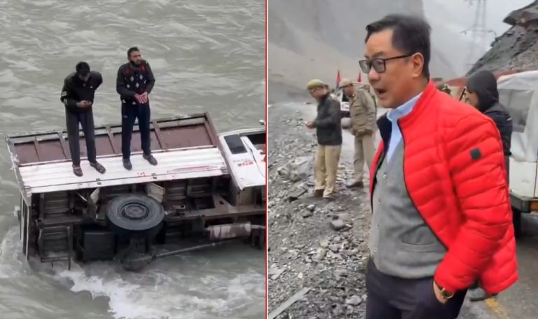 Union-Minister-768x456 Vehicle Falls In River Ahead Of Union Minister Kiren Rijiju’s Convoy Near Drass, Two Passengers Rescued