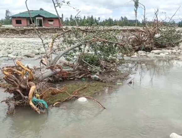 Apple Orchards Damaged as Vishow Nallah Floods Laisoo Gudder in Kulgam