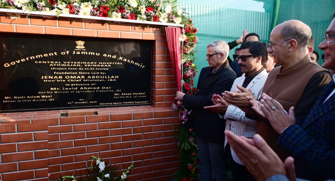 CM Omar Abdullah lays foundation stone of Central Veterinary Hospital at Athwajan