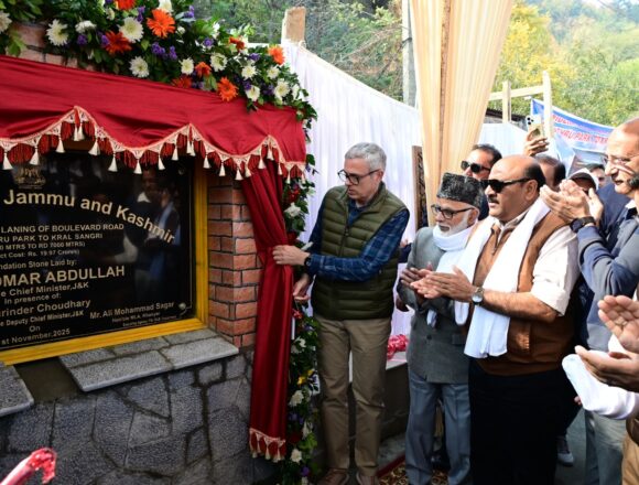 CM Omar Abdullah lays foundation stone of widening & four-laning of Boulevard Road