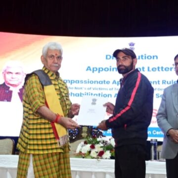 LG Sinha hands over job letters to 41 family members of terror victims in Jammu