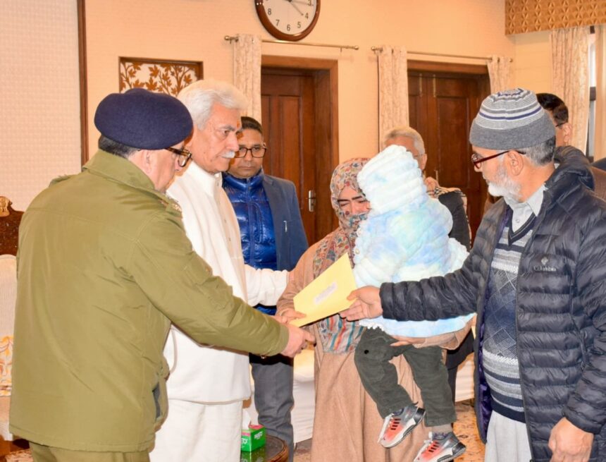 's accidental blast martyrs and handed over appointment letters on compassionate grounds (4) LG meets the families of Nowgam’s accidental blast martyrs and hands over appointment letters on compassionate grounds