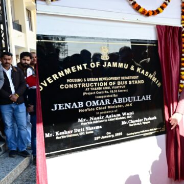CM Omar Abdullah lays foundation stone of 10 MVA Receiving Station at Samba, inaugurates Bus Terminal at Thandi Khui
