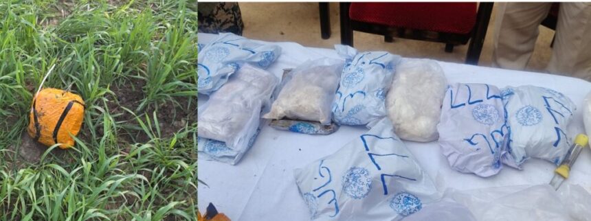 Rs: 40 crore heroin recovered in suspected drone drop near IB in R S Pura