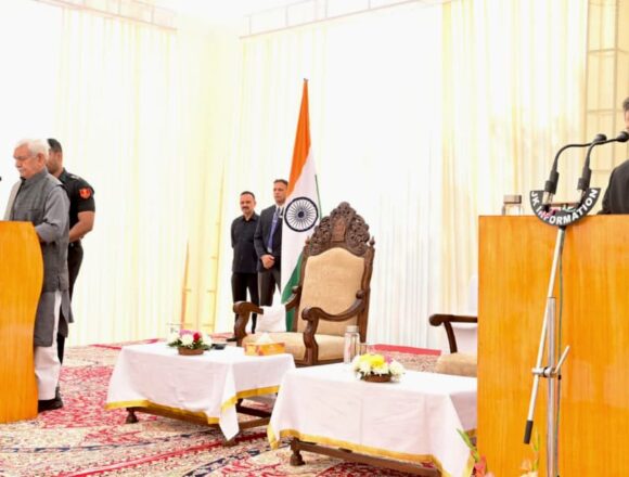 LG Sinha administers oath to Shantmanu as J&K State Election Commissioner