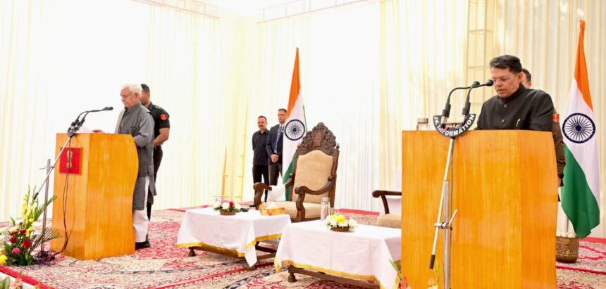 LG Sinha administers oath to Shantmanu as J&K State Election Commissioner