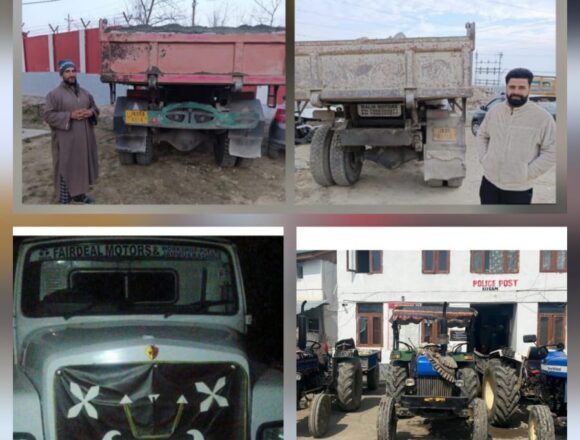 J&K Police seizes 12 vehicles for illegal extraction & transportation of minerals